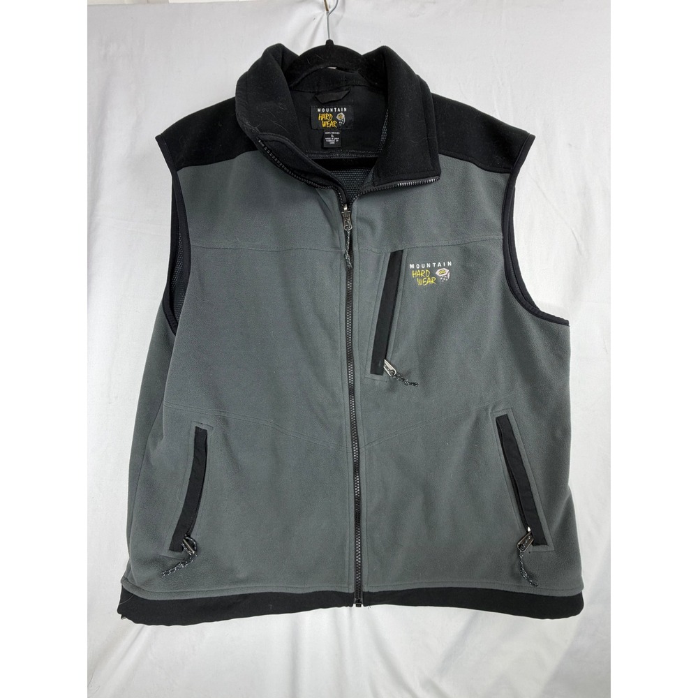 Mountain Hardwear Fleece Vest XL Gray Black Full Zip Outdoor Hiking 1991
